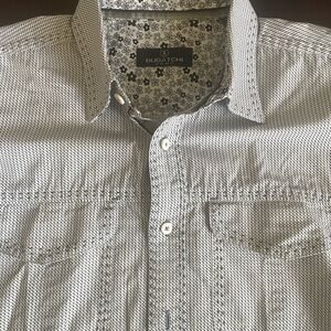 Bugatchi Men's Patterned Gray Button Down Shirt